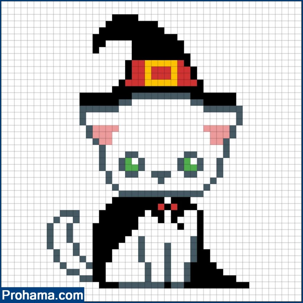 Halloween Cat Pixel Art | Halloween Pixel Art | Cute Pixel Art Cat