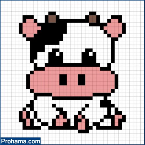 Cow Pixel Art | 24x24 Pixel Art | Cute Pixel Art