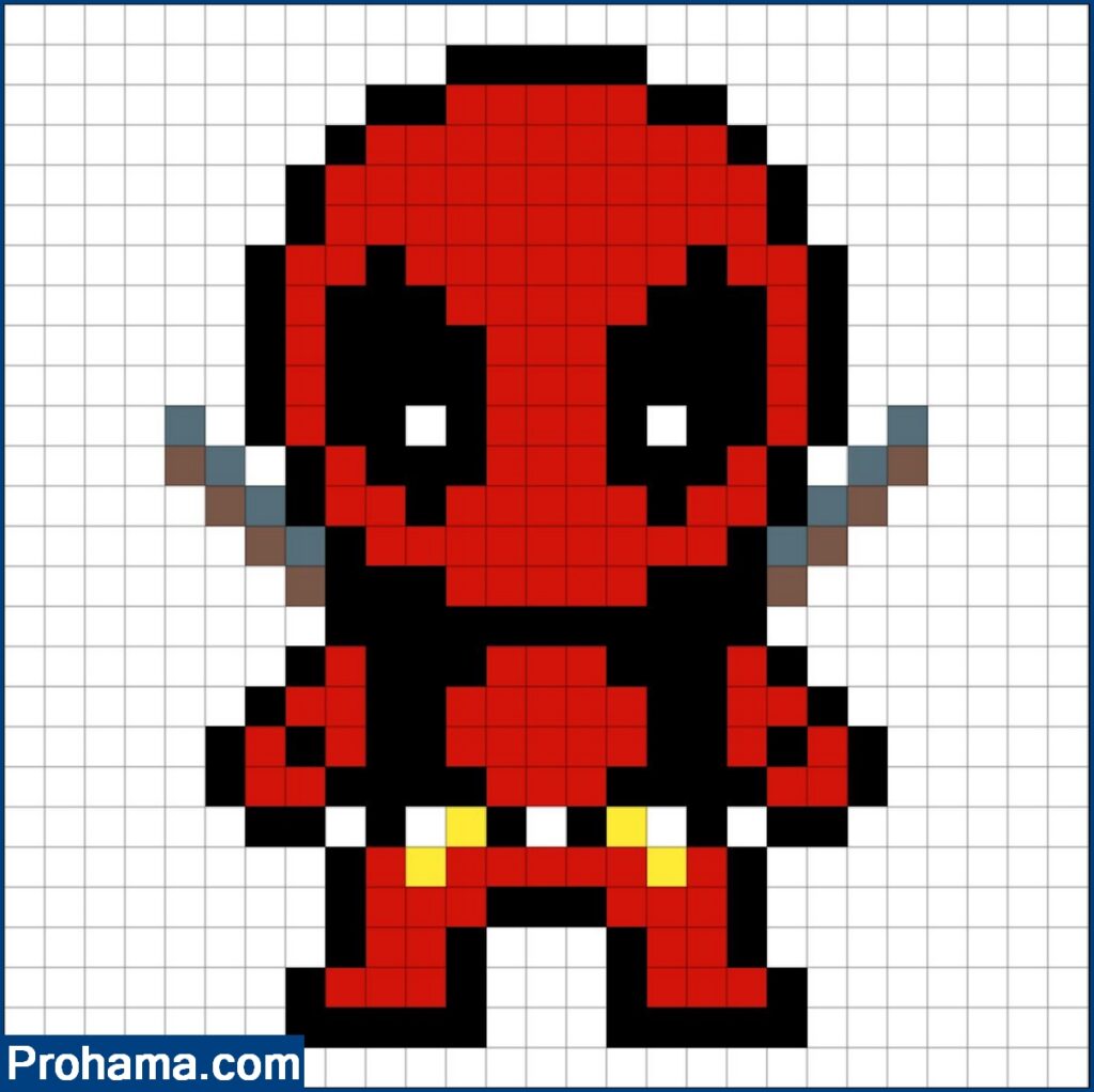 Deadpool Pixel Art | Super Hero Pixel Art