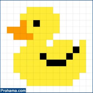 Pixel Art Duck | Duck Pixel Art Grid | Pixel Art 12x12