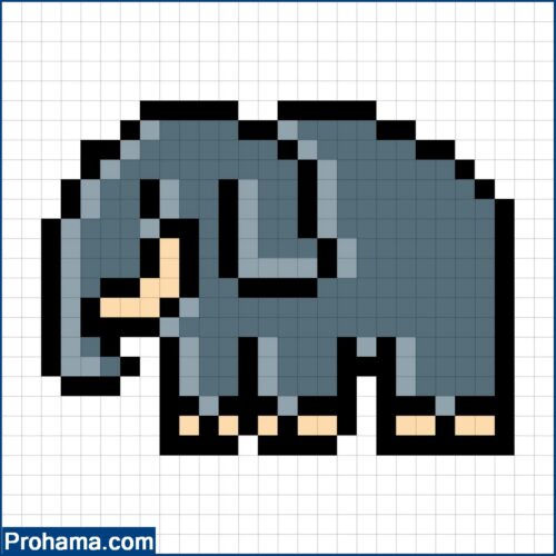 Pixel Art Elefante | Animal Pixel Art | 25x25 pixel art