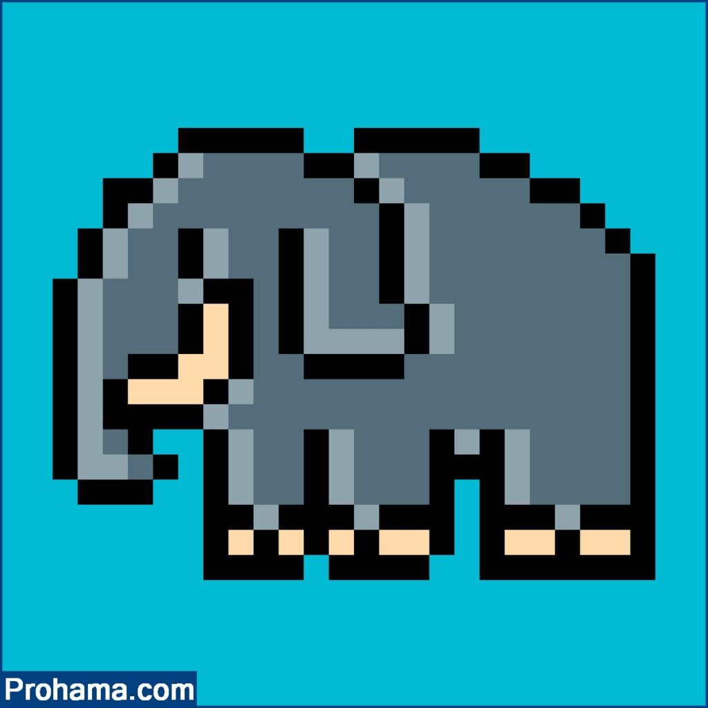 Pixel Art Elefante | Animal Pixel Art | 25x25 pixel art