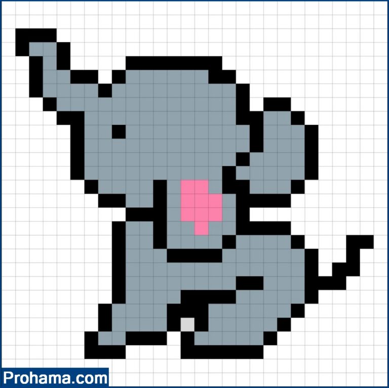 Baby Elephant Pixel Art | Cute Animal Pixel Art | 25x25 pixel art