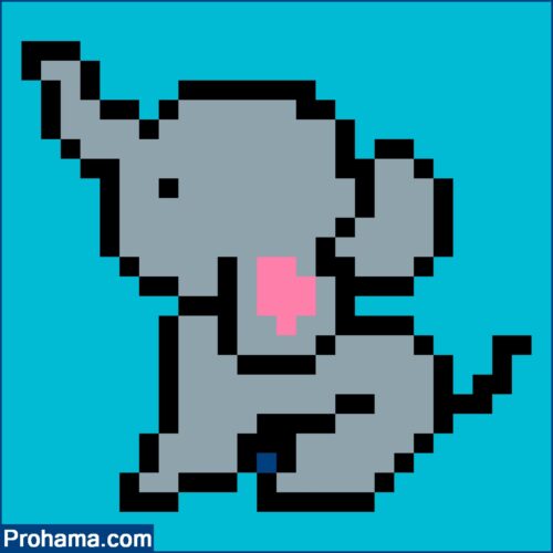 Baby Elephant Pixel Art | Cute Animal Pixel Art | 25x25 pixel art