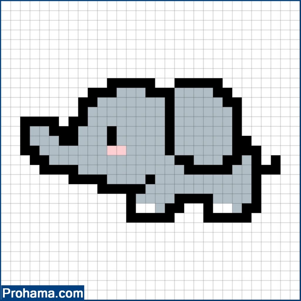 Pixel Art Elephant | Cute Pixel Art Easy | Simple Animal Pixel Art