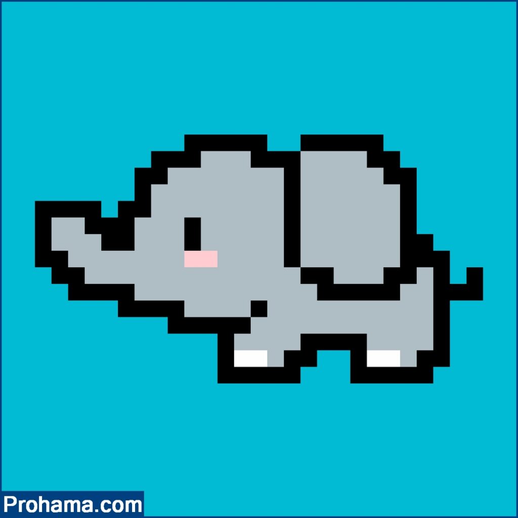 Pixel Art Elephant | Cute Pixel Art Easy | Simple Animal Pixel Art