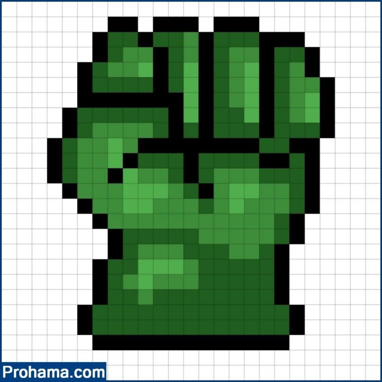 Pixel Art Hulk | Marvel Pixel Art Grid | Avengers Pixel Art