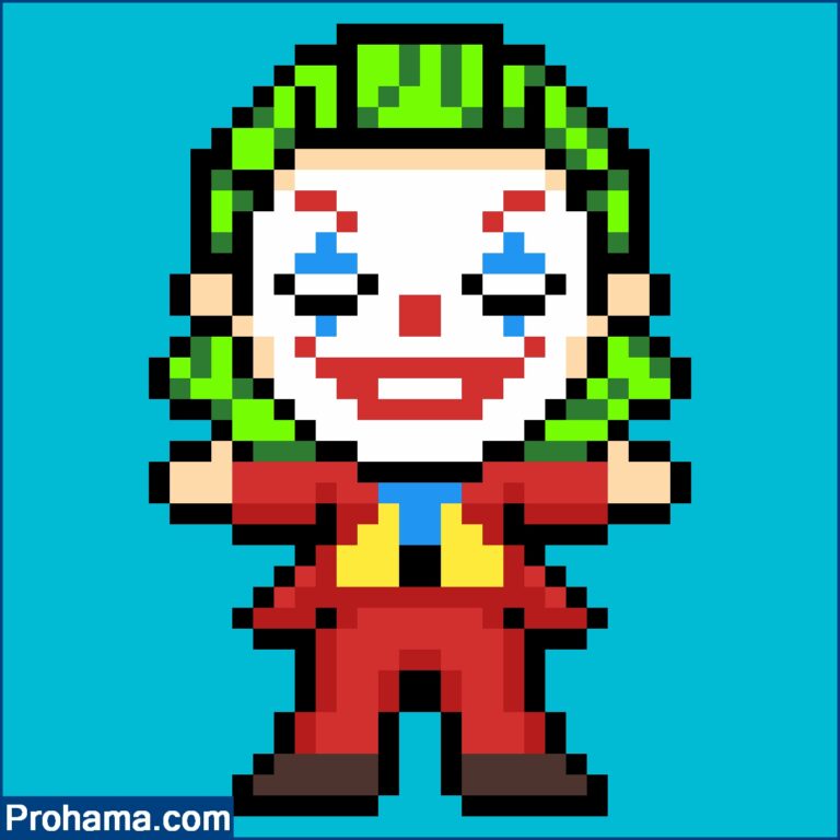 Pixel Art Joker | Super Hero Pixel Art | Easy Pixel Art Grid