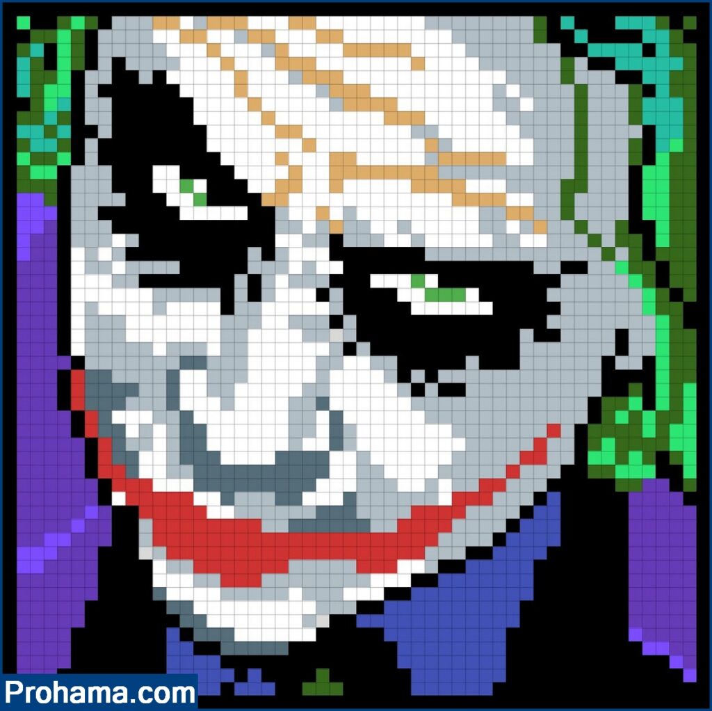 Pixel Art Joker | 32x32 Pixel Art Grid | Pixel Art Hard