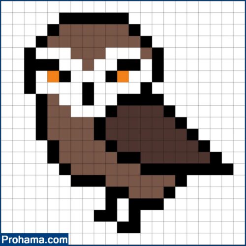 Owl Pixel Art | Pixel Art 20x20 | Bird Pixel Art