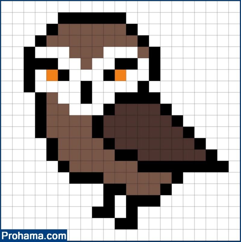 Pixel Art Owl | Facil Pixel Art | Pixel Art 20x20