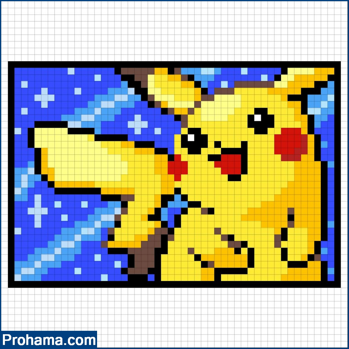 Pokemon Pikachu Pixel Art Grid