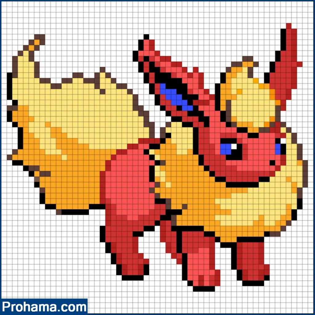 Pixel Art Flareon | Pokemon Pixel Art Grid | Pixel Art Ideas