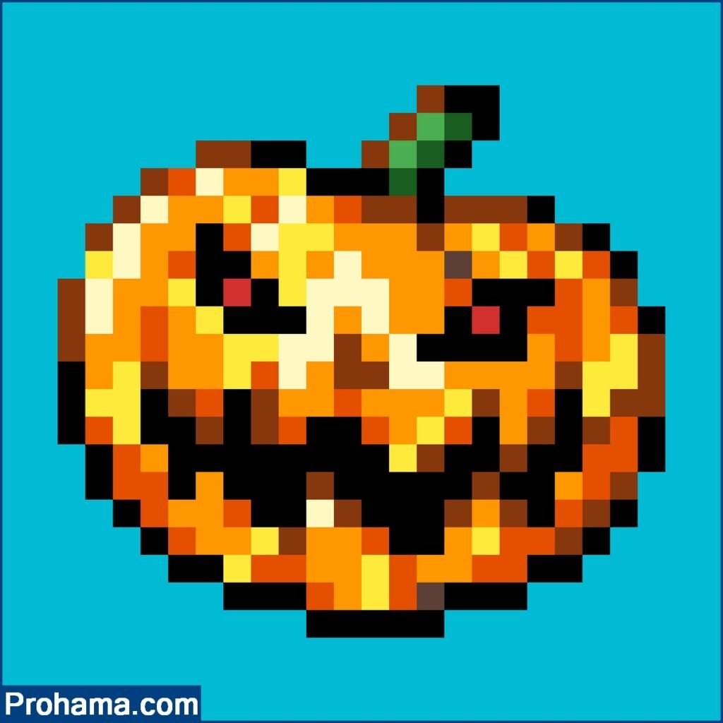 Pixel Art Halloween | Pumpkin Pixel Art | Jack O Lantern Pixel Art