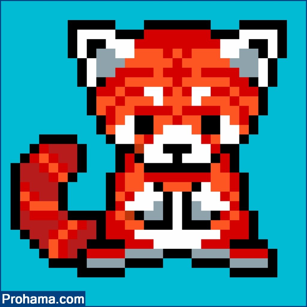 Red Panda Pixel Art | Easy Cute Pixel Art | Animals Pixel Art