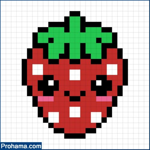 Pixel Art Strawberry | Kawaii Pixel Art | Easy Cute Pixel Art