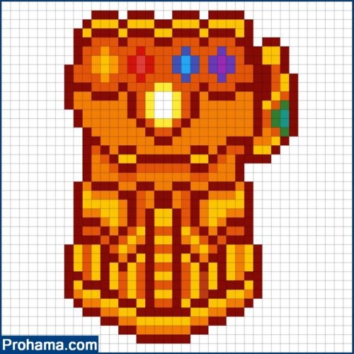 Pixel Art Infinity Gauntlet | Marvel Pixel Art Grid | Avengers Pixel Art