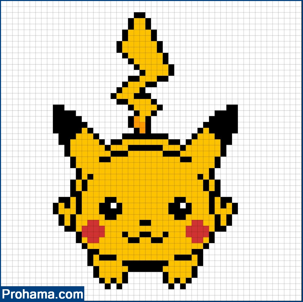 pikachu pixel art grid