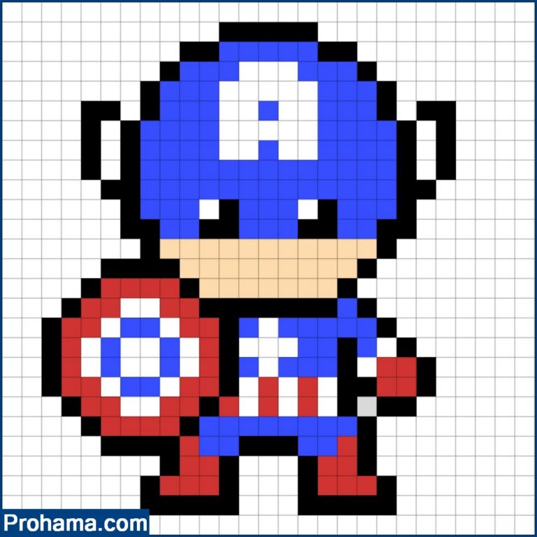 captain america pixel art