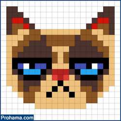 cat pixel art grid