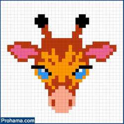 giraffe pixel art grid