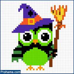 halloween owl pixel art